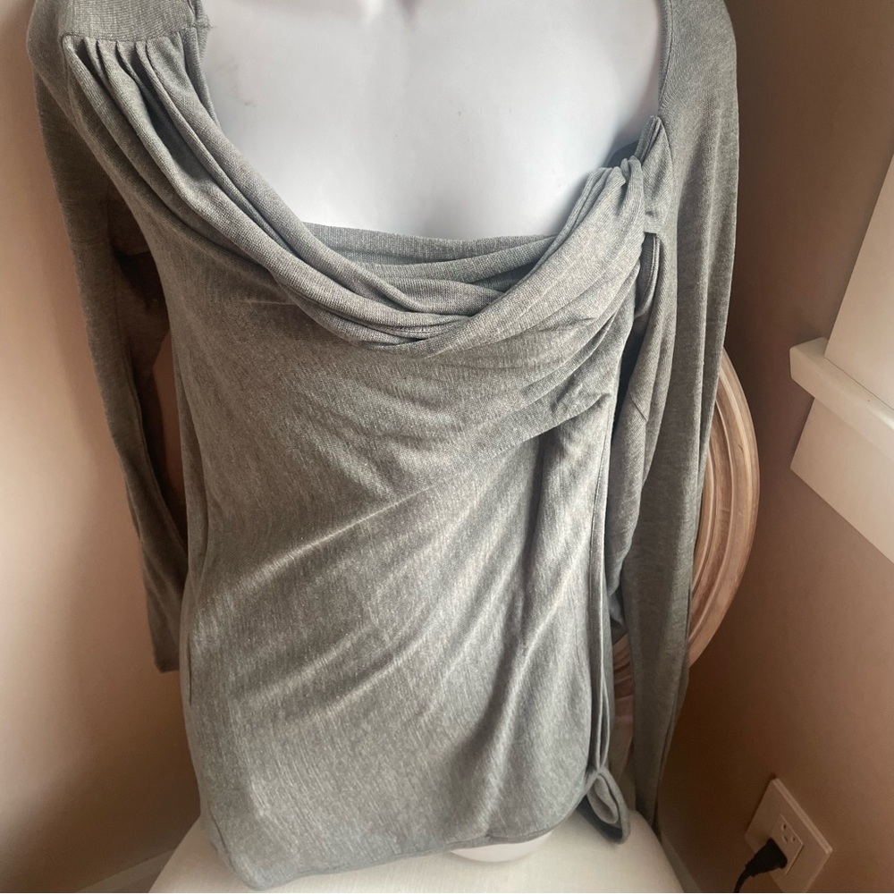 LAMB Heather grey silk and cashmere t shirt - Picture 3 of 8